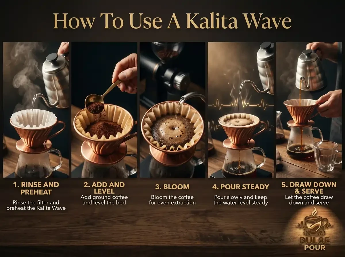 how to use a kalita wave - a step by step infographic