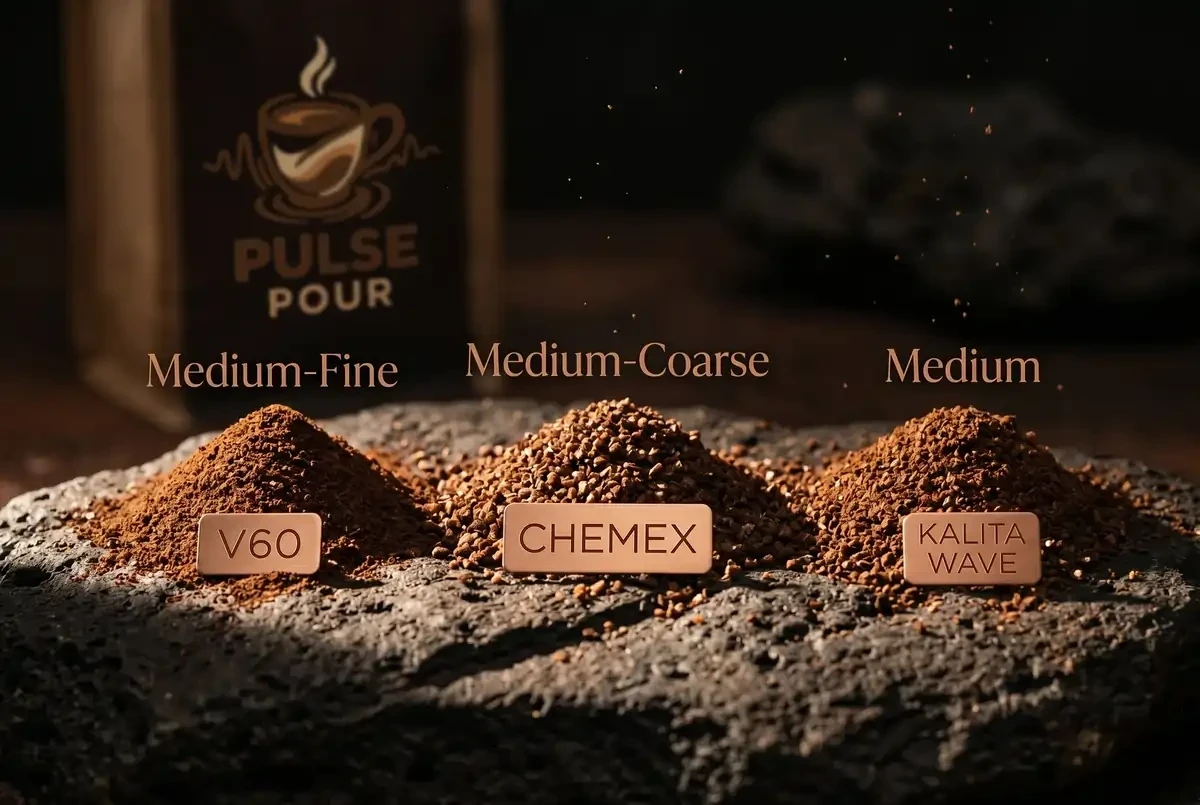 the best grind size for pour over examples - v60, Chemex, and Kalita Wave