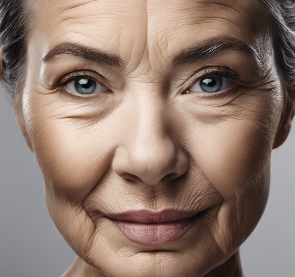 lady with dynamic wrinkles on her face