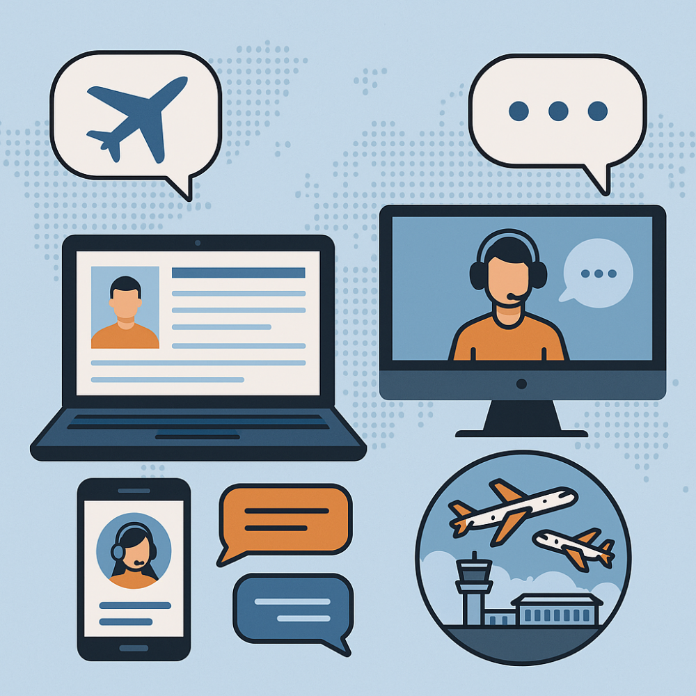 Virtual pilots connecting online through flight sim forums, Discord chats, and multiplayer events