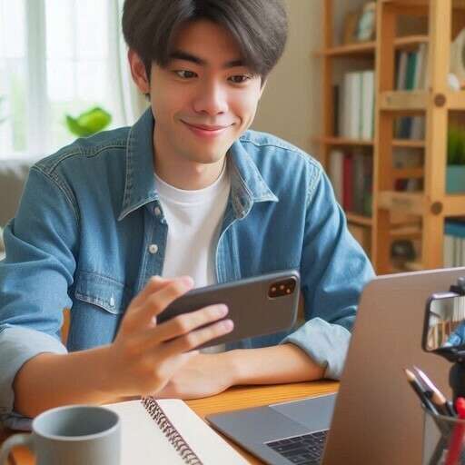 Student working online