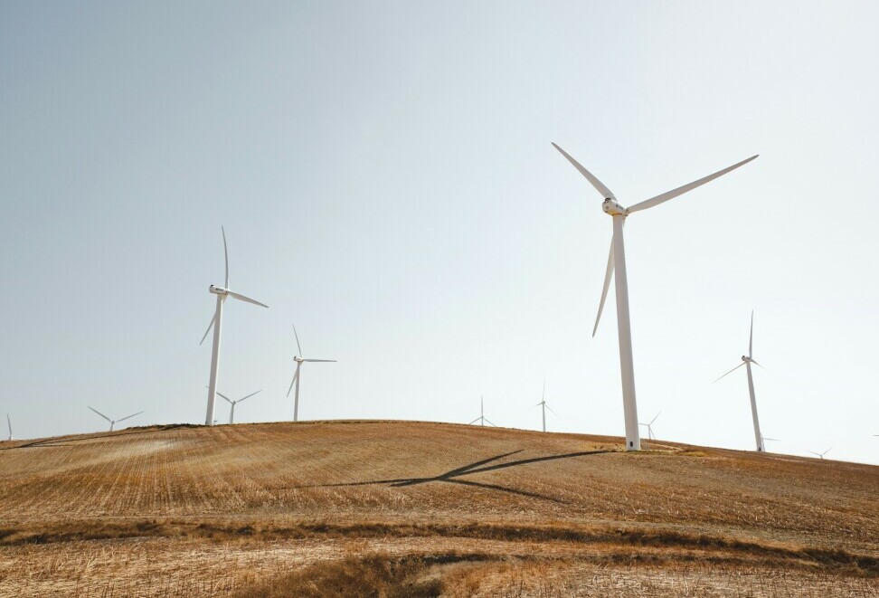 landscape with wind turbines