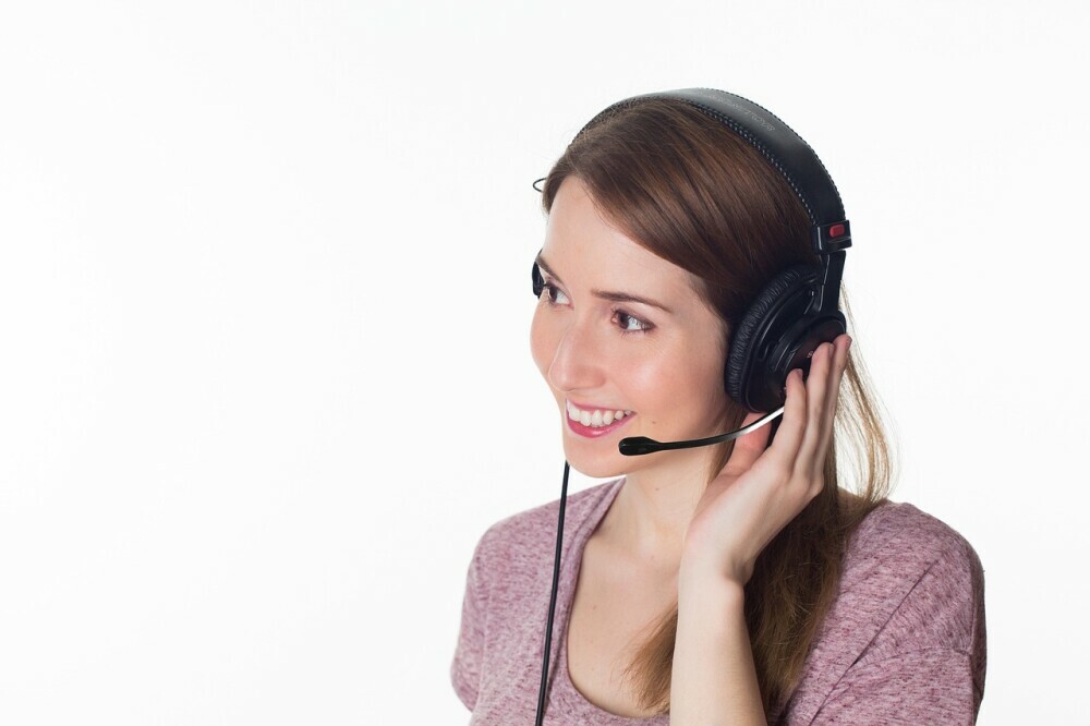 customer service agent talking on headset