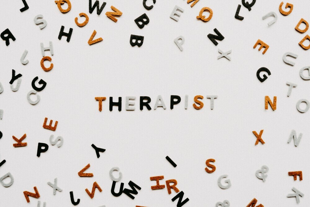 therapist written with alphabet letters