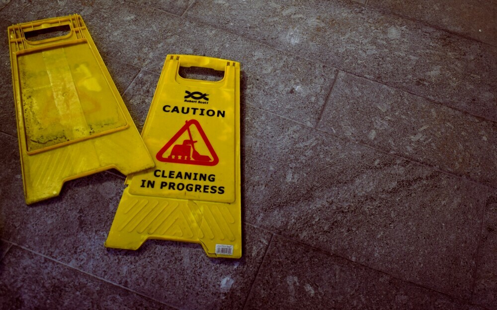 cleaning in progress sign