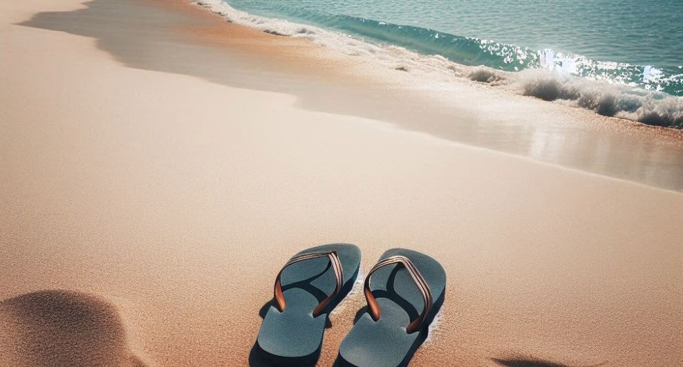 beach with flip flops