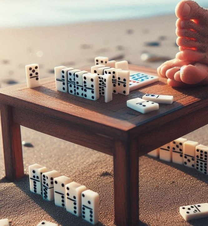 dominos on beach
