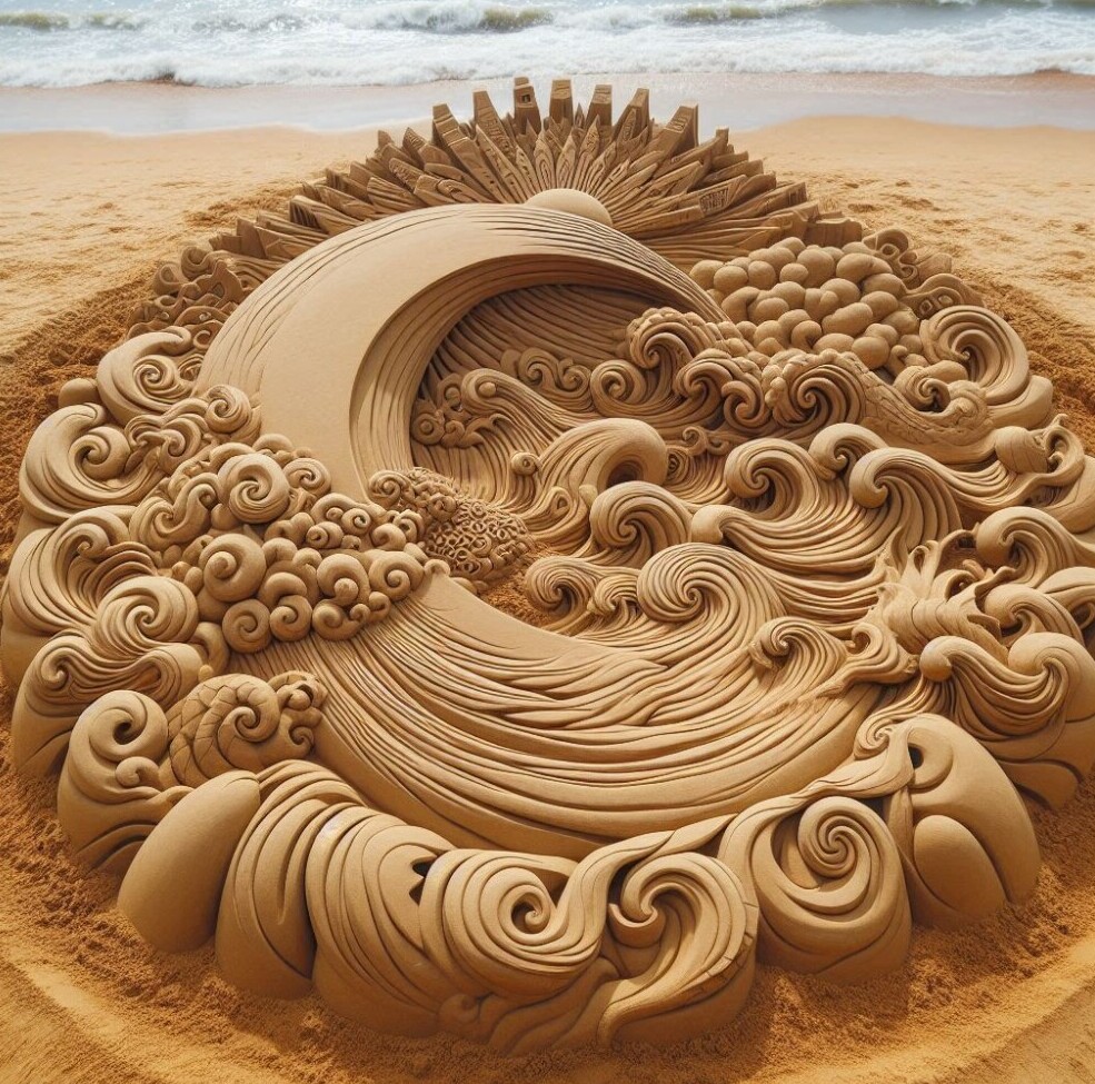 Sand carving on the beach