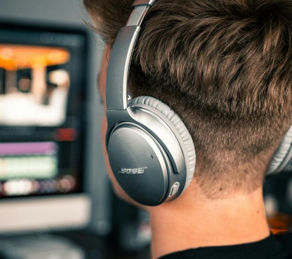 Guy Wearing Traditional Headphones