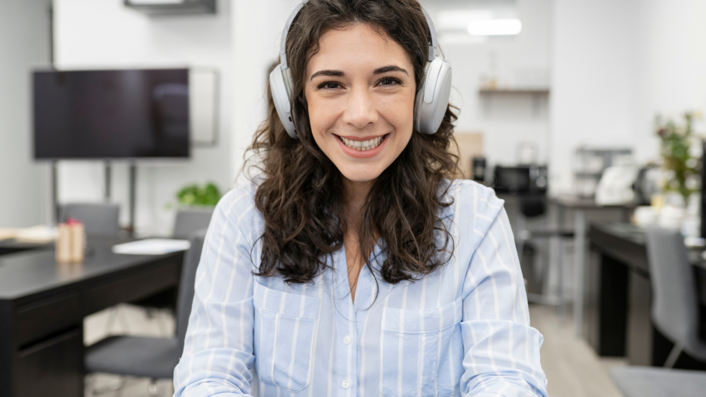 Woman with headphones