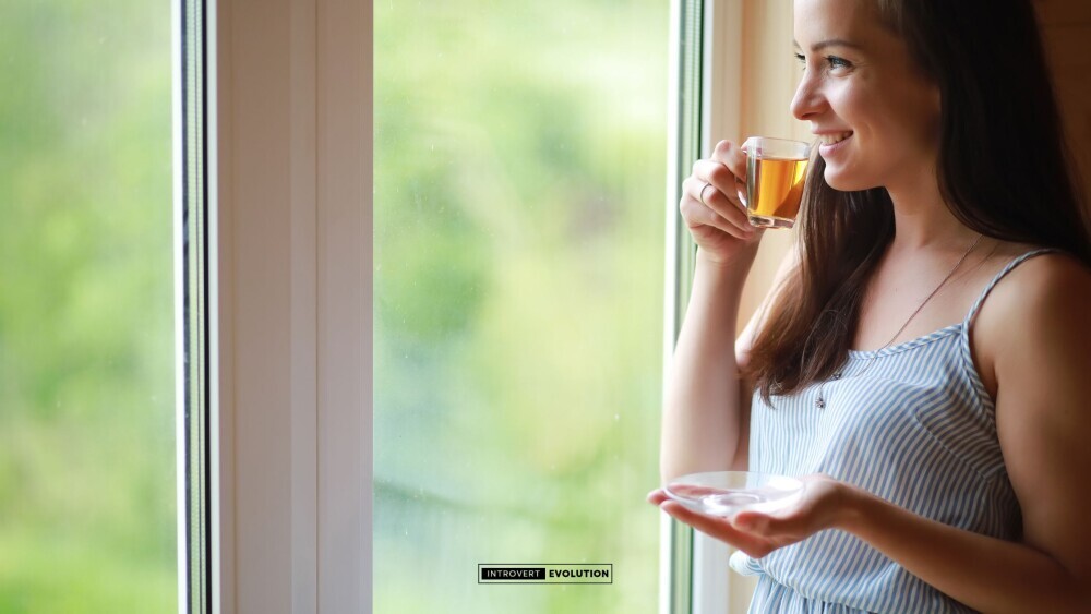 Introvert enjoying early morning silence with tea