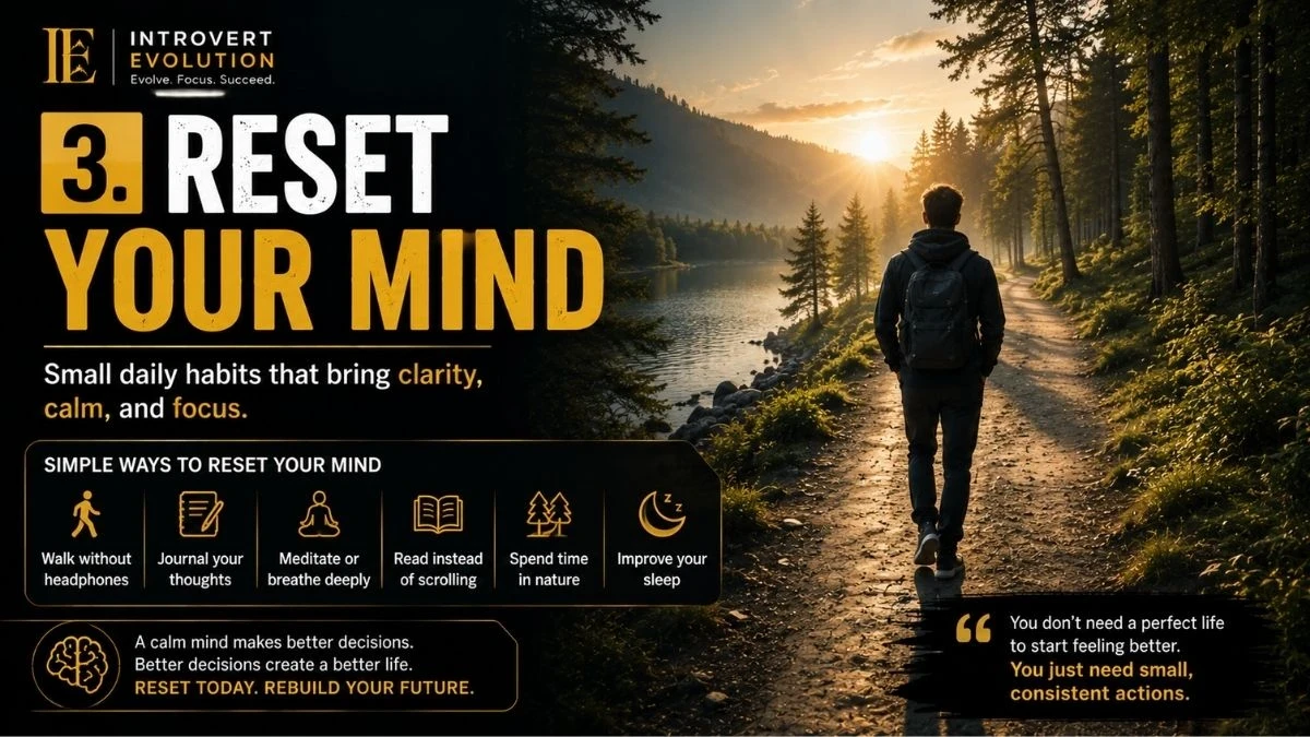 Person walking peacefully through nature to reset the mind, improve focus, and reduce stress naturally.