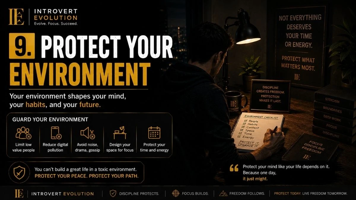 Focused workspace representing a healthy environment for discipline, focus, growth, and protecting mental energy.