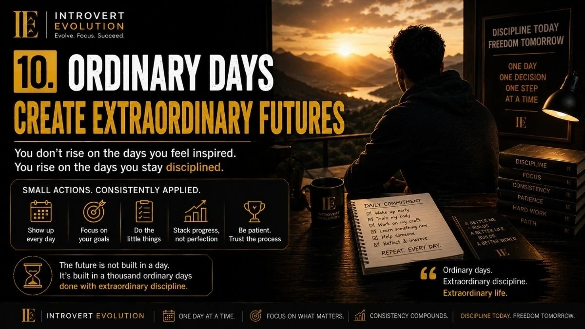 Disciplined daily habits and consistency creating long-term success, focus, patience, and personal transformation.