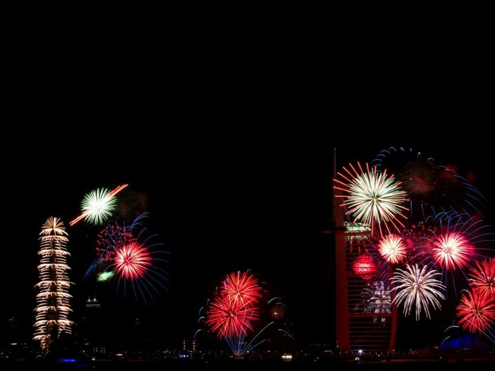 Fireworks show on Burj Khalifa and Burj Al Arab, Dubai