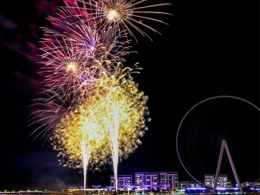 Fireworks next to Ain Dubai at Bluewaters Island, Dubai