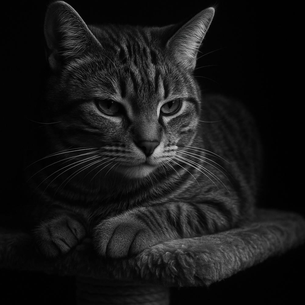 Serene Cat on a Plush Cat Trees Platform