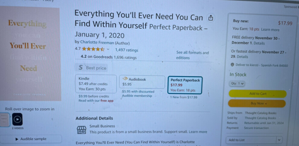 Screenshot of everything you need is within yourself payment 