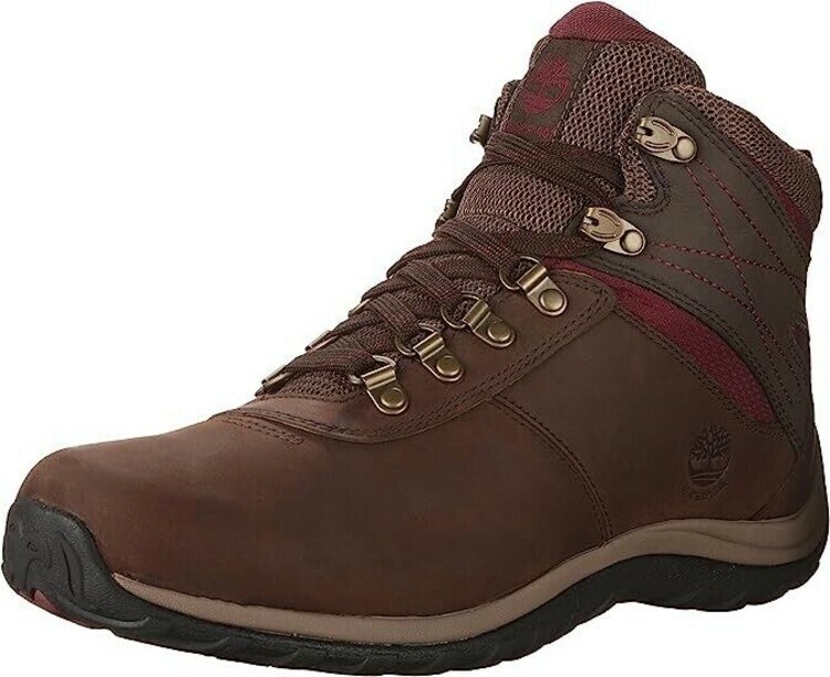 Timberland Norwood Mid Waterproof Hiking Boots brown with red accent