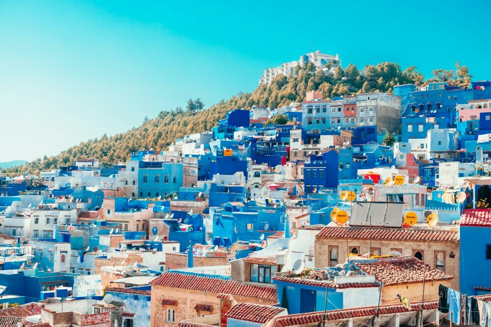 View of Chefchaouen Morocco in all of its blue glory