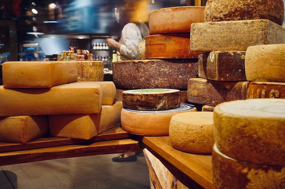 Image of assorted cheeses on a counter