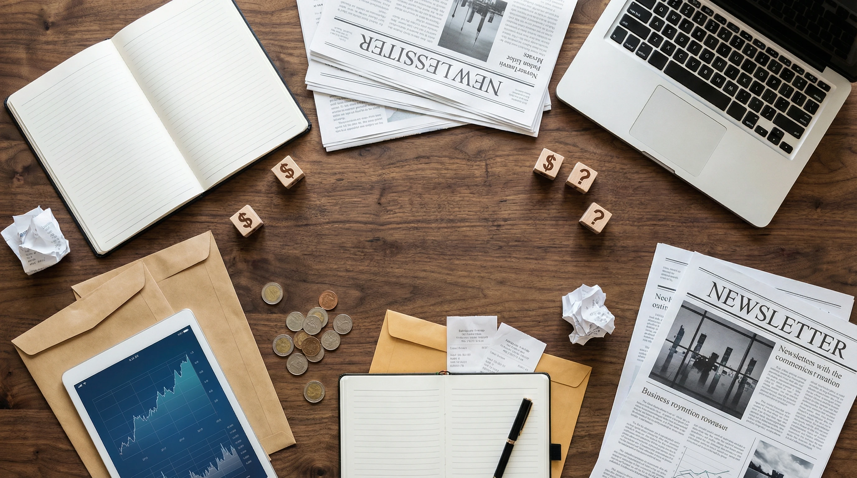 Hidden costs concept illustration with envelopes, icons, and digital tools