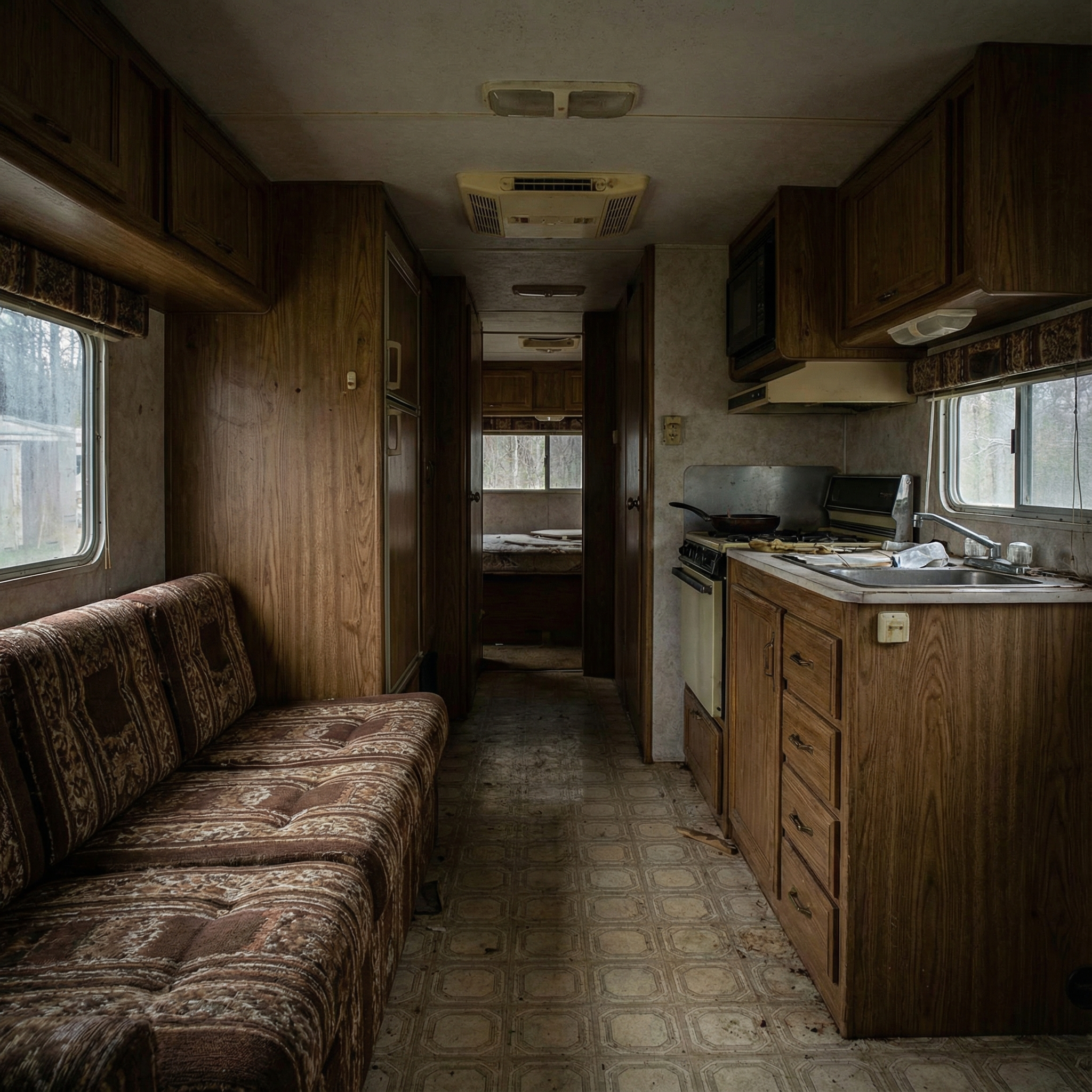 Older RV interior before upgrades