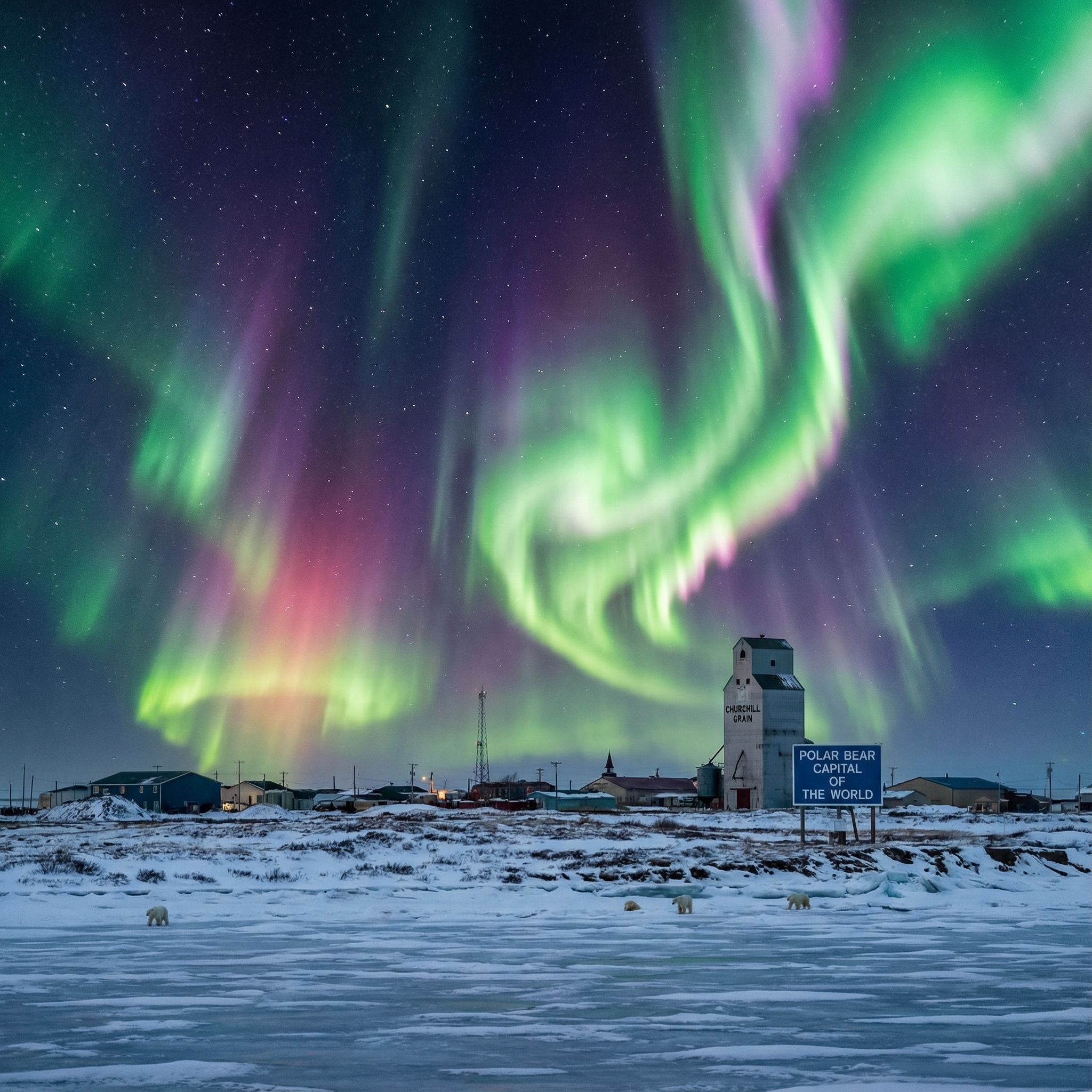 Churchill Northern Lights and Polar Bear Landscape