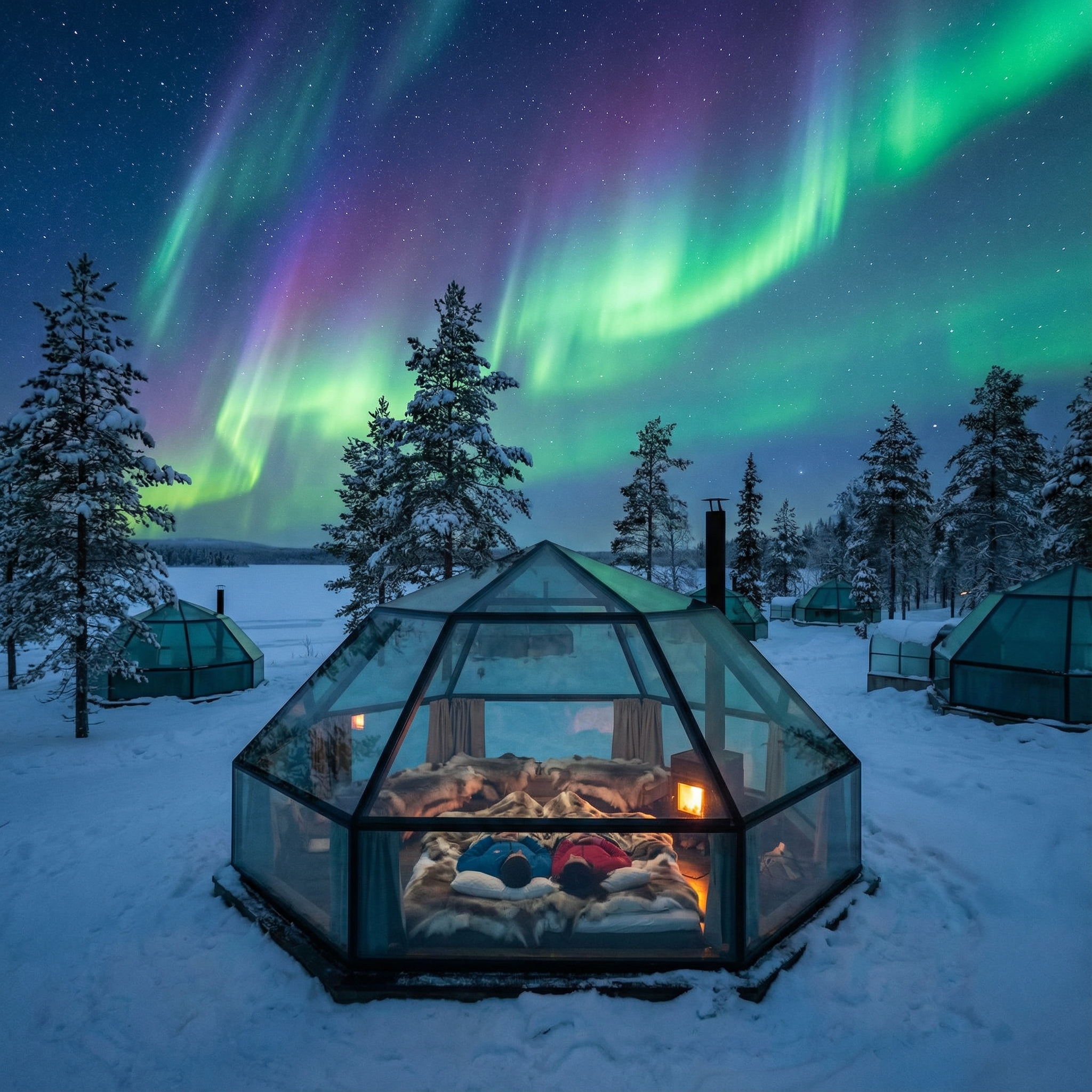 Glass Igloo Aurora View in Lapland, Finland