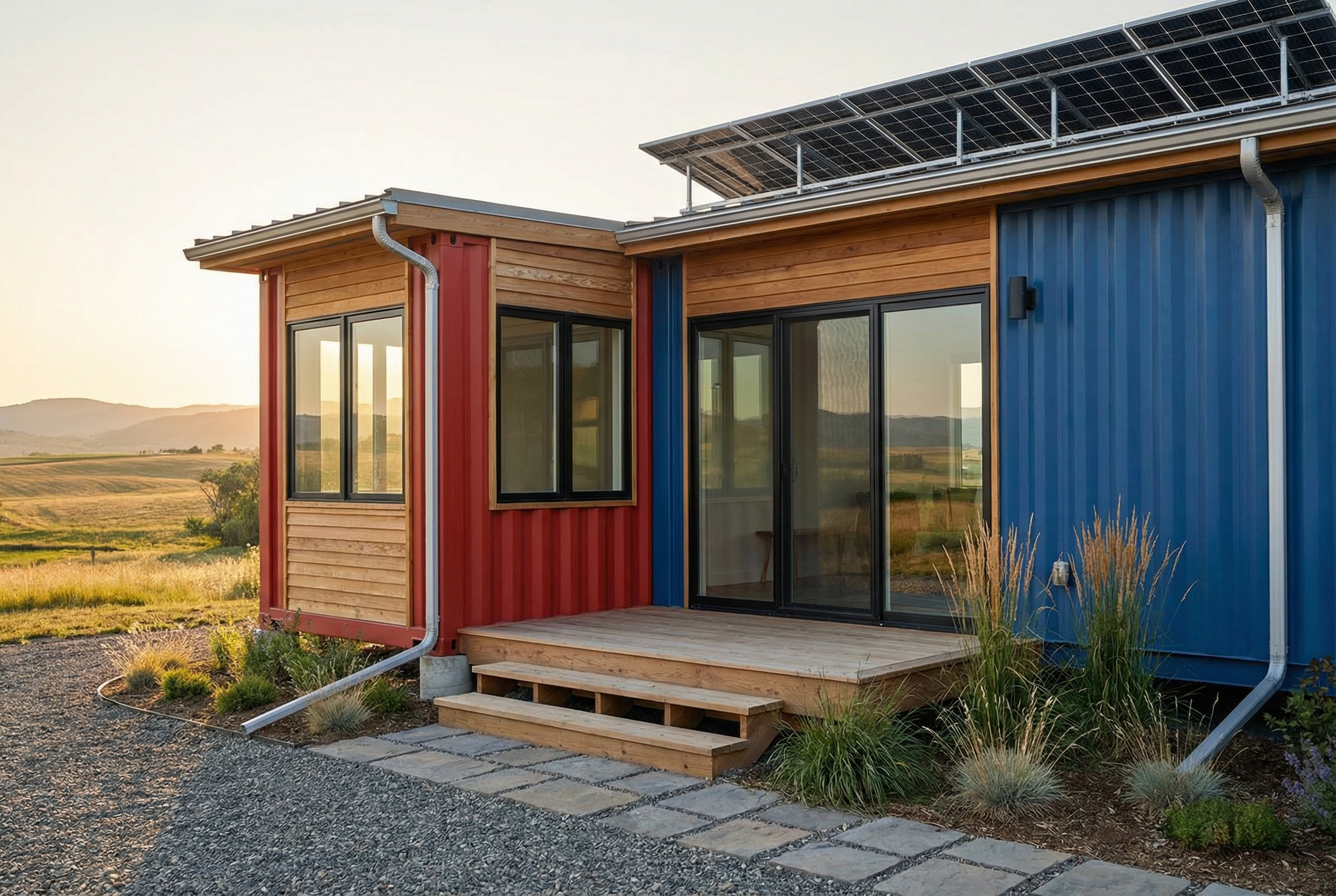 Finished shipping container home exterior concept