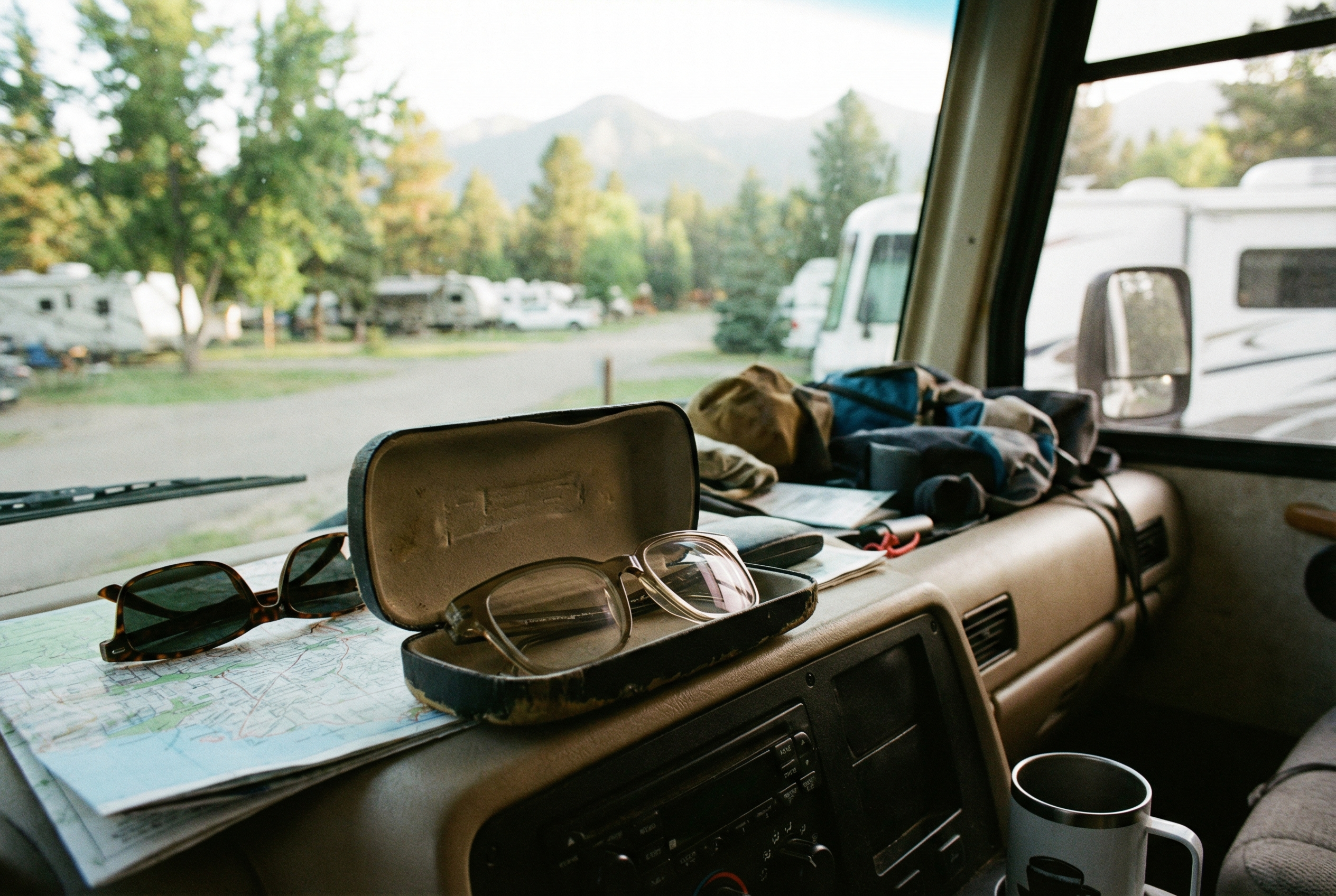 Prescription eyeglasses stored safely in RV