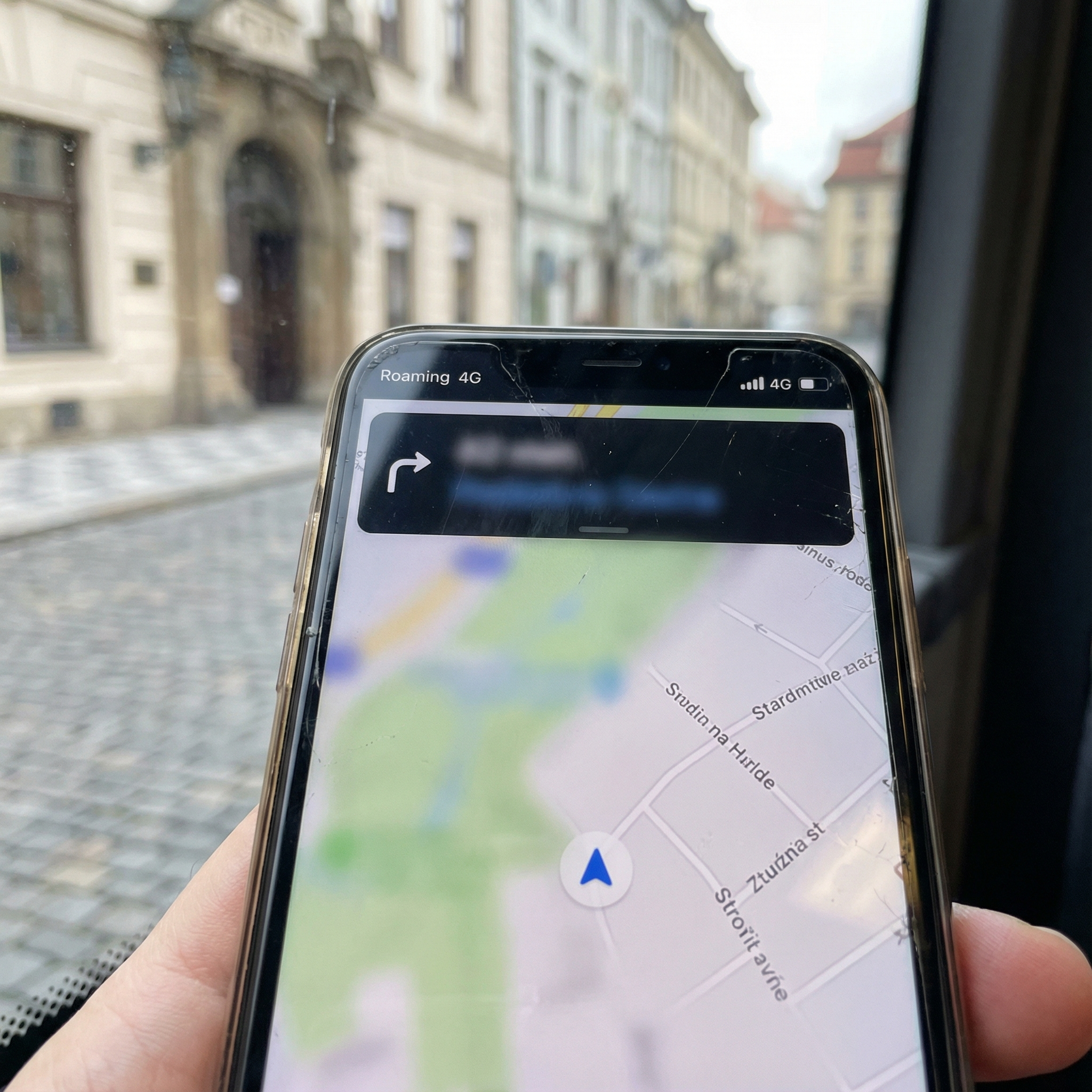 Phone showing an active data connection while traveling in another country