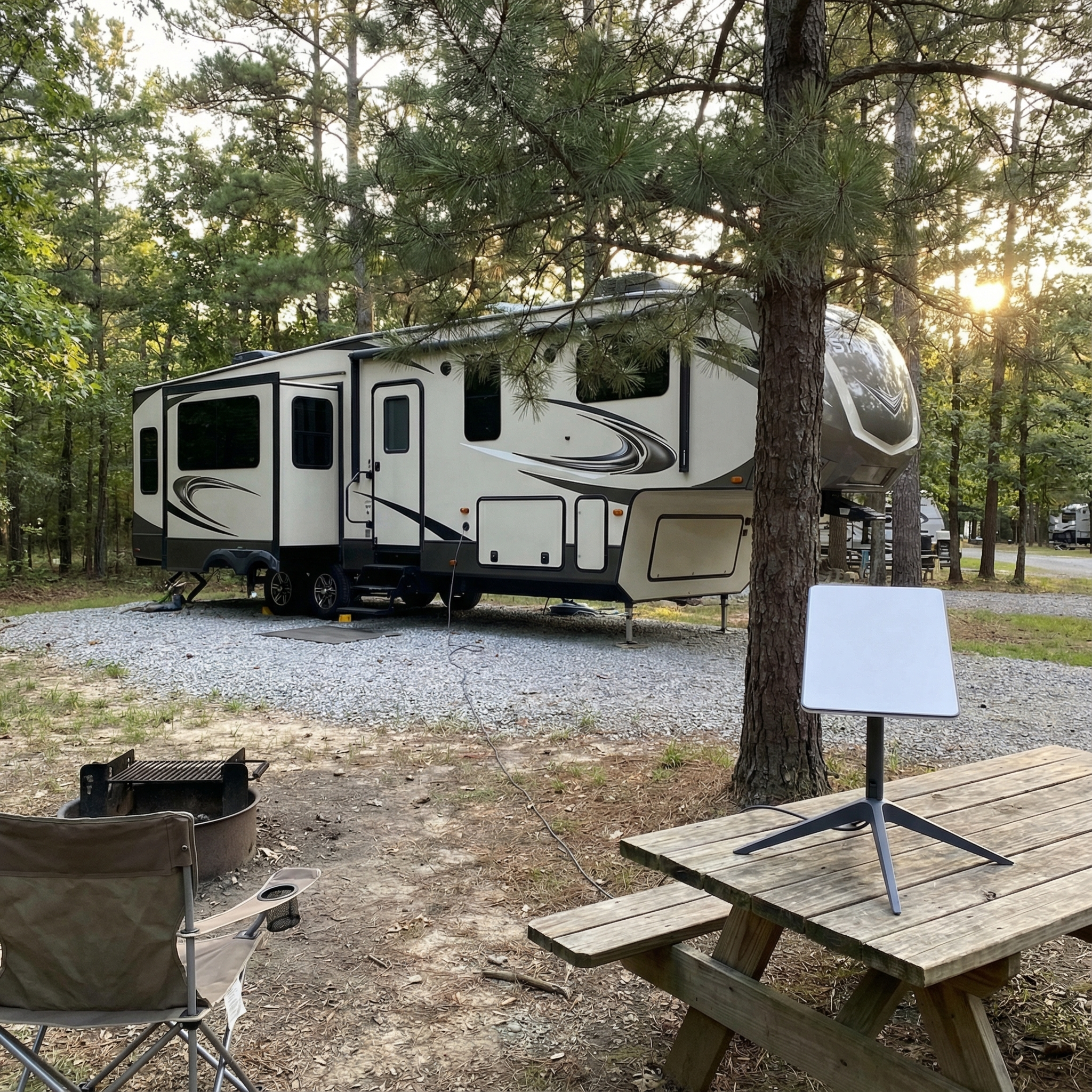 Starlink Mini setup at a campground