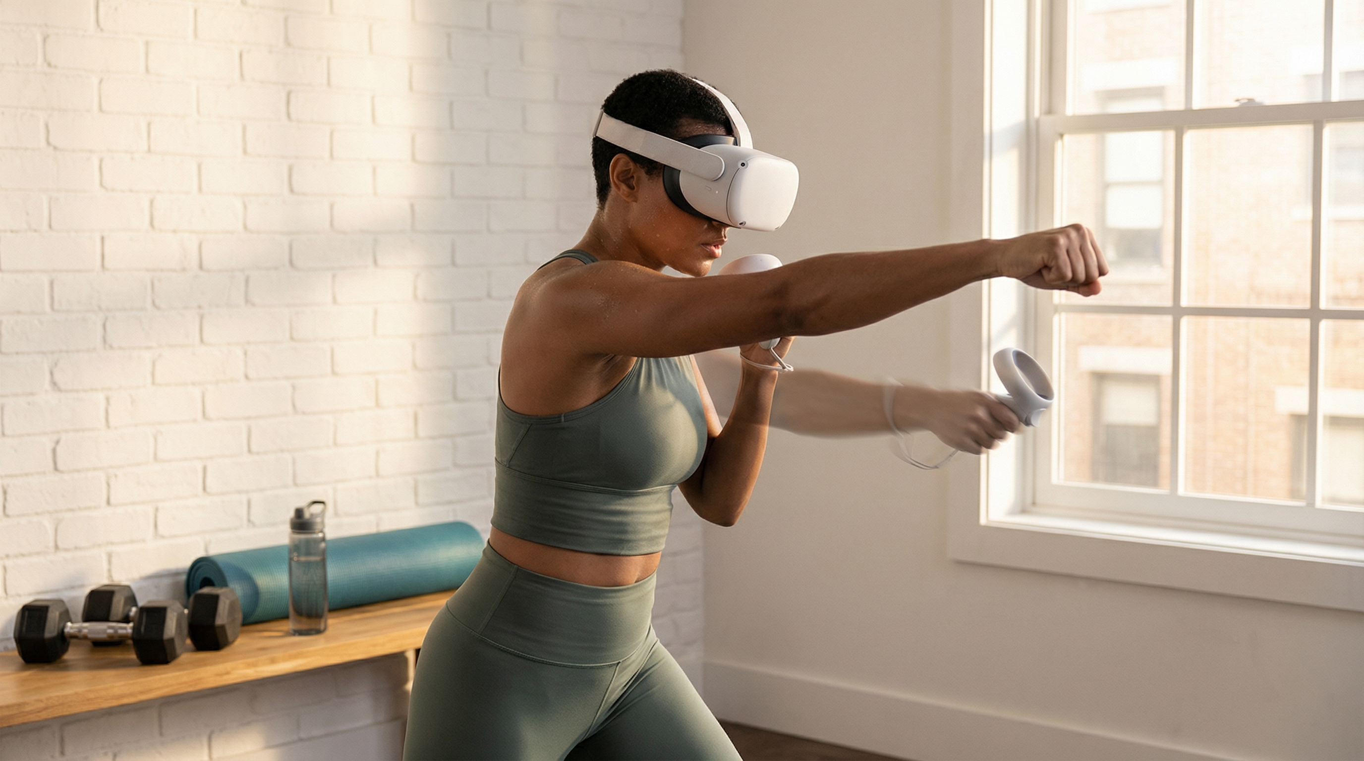 VR boxing workout for cardio and gamified fitness