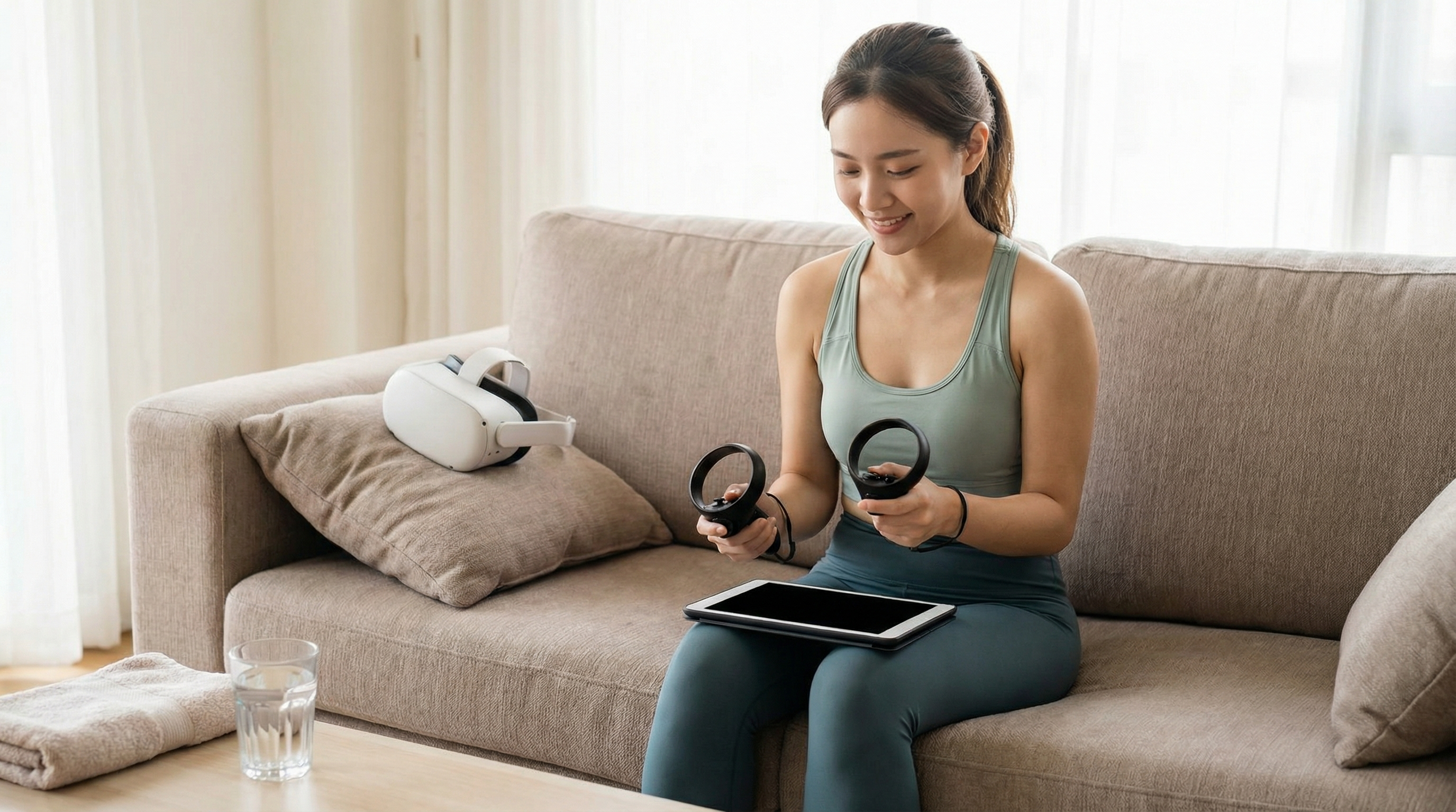 Reviewing VR fitness progress and setting goals for next week