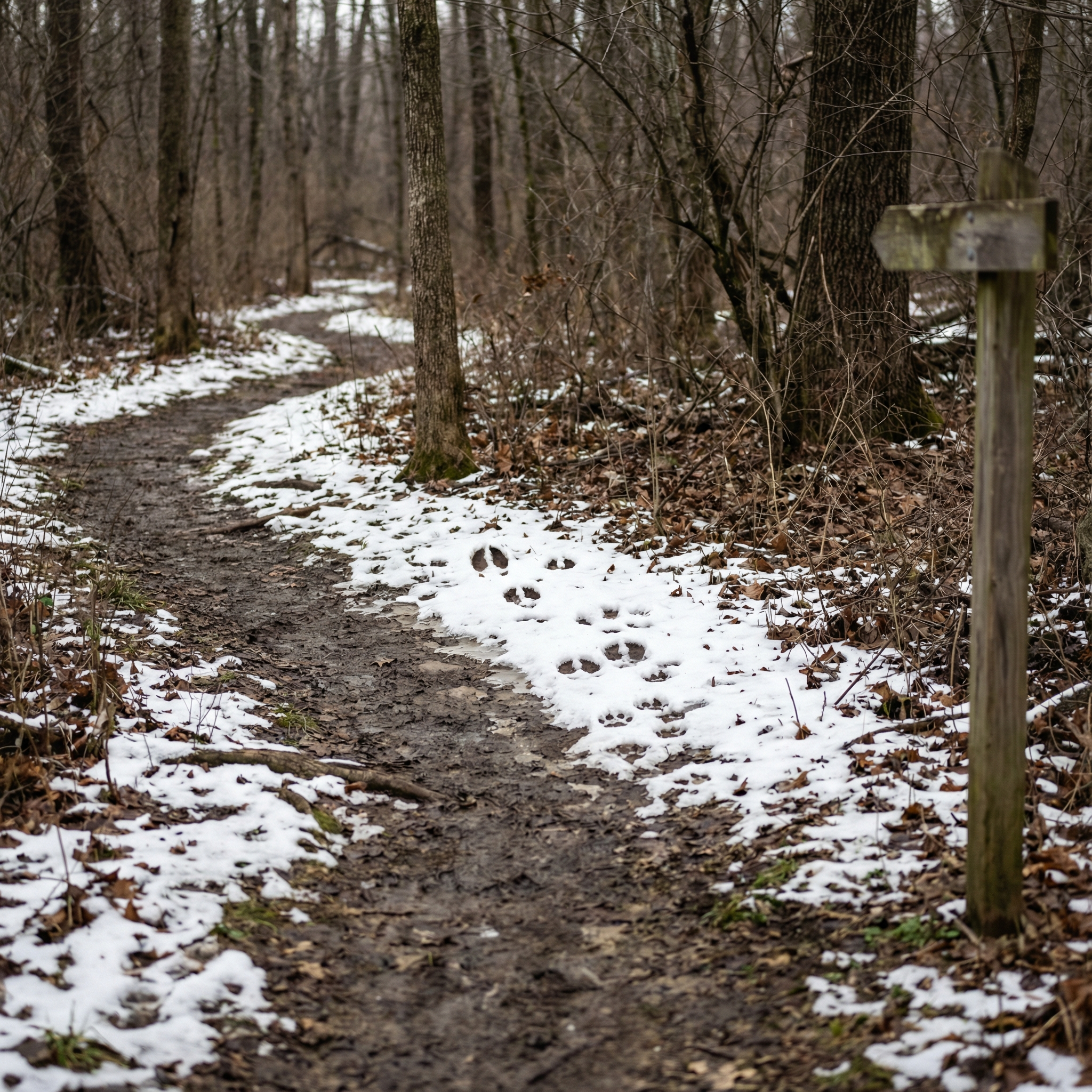 Animal tracks on a wilderness trail showing the importance of awareness and reading the environment