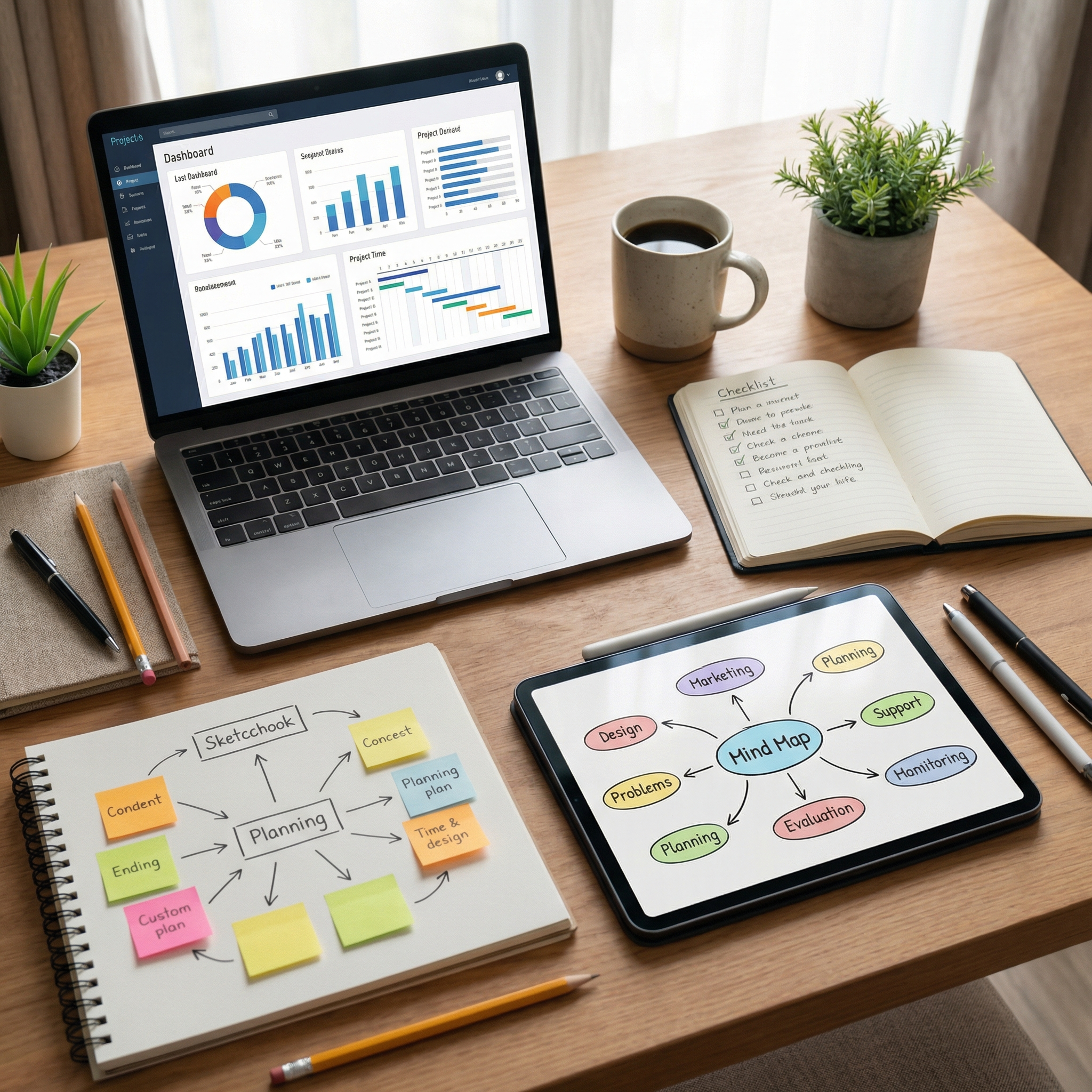 Online business planning dashboard with roadmap checklist