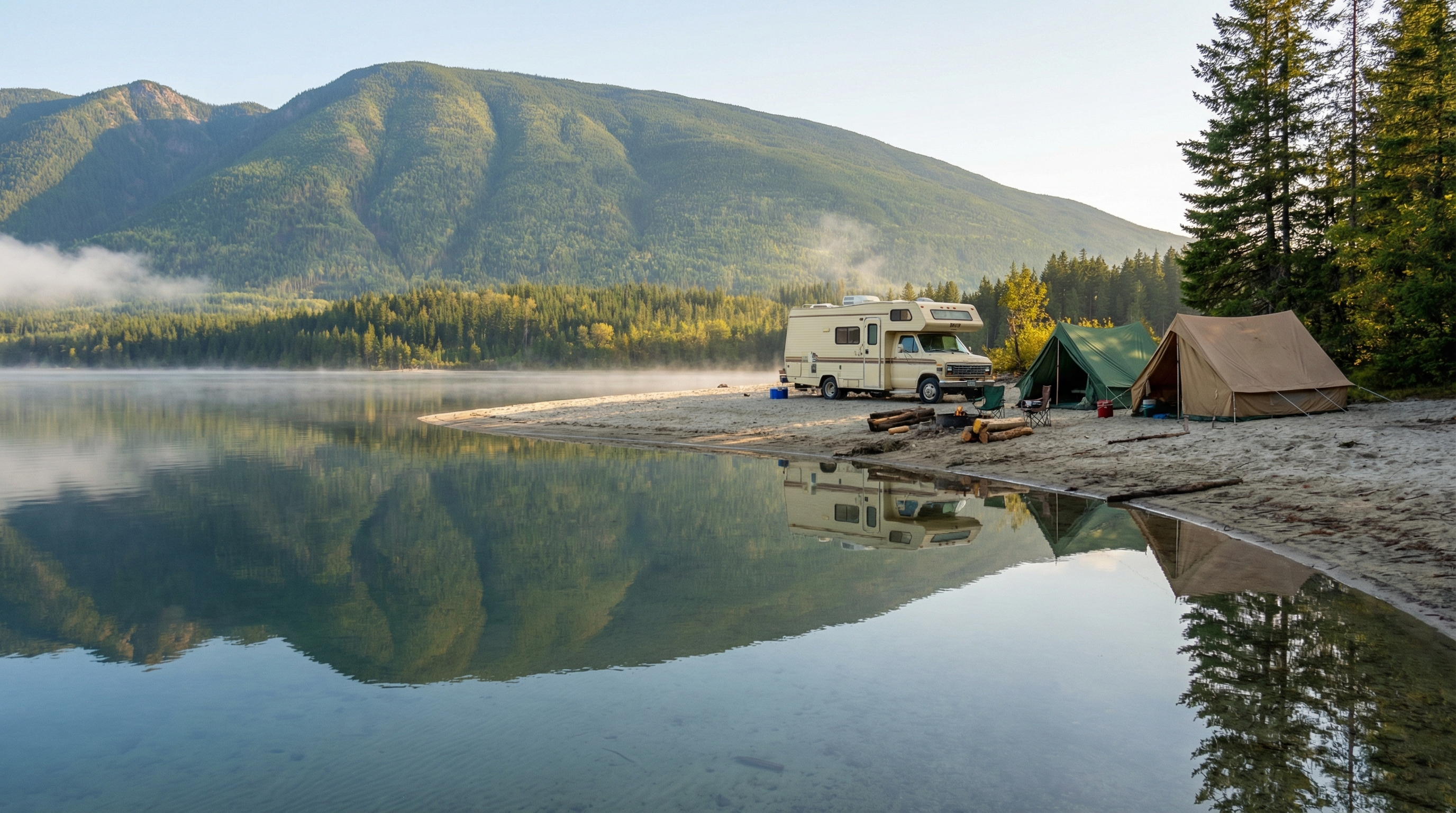 Remote Seymour Arm Shuswap Lake camping with sandy shoreline and quiet wilderness feel