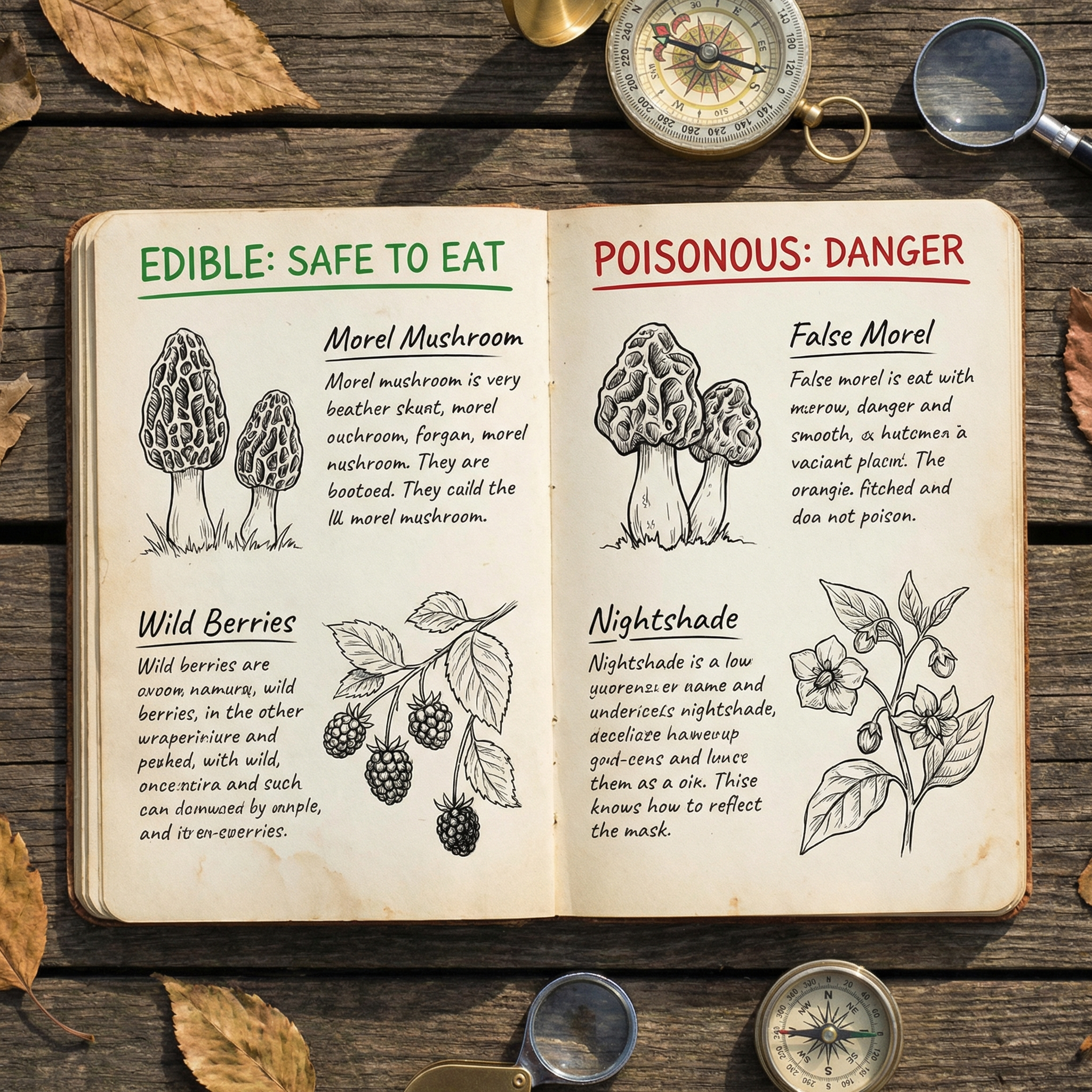 Comparison of edible and poisonous wild berries