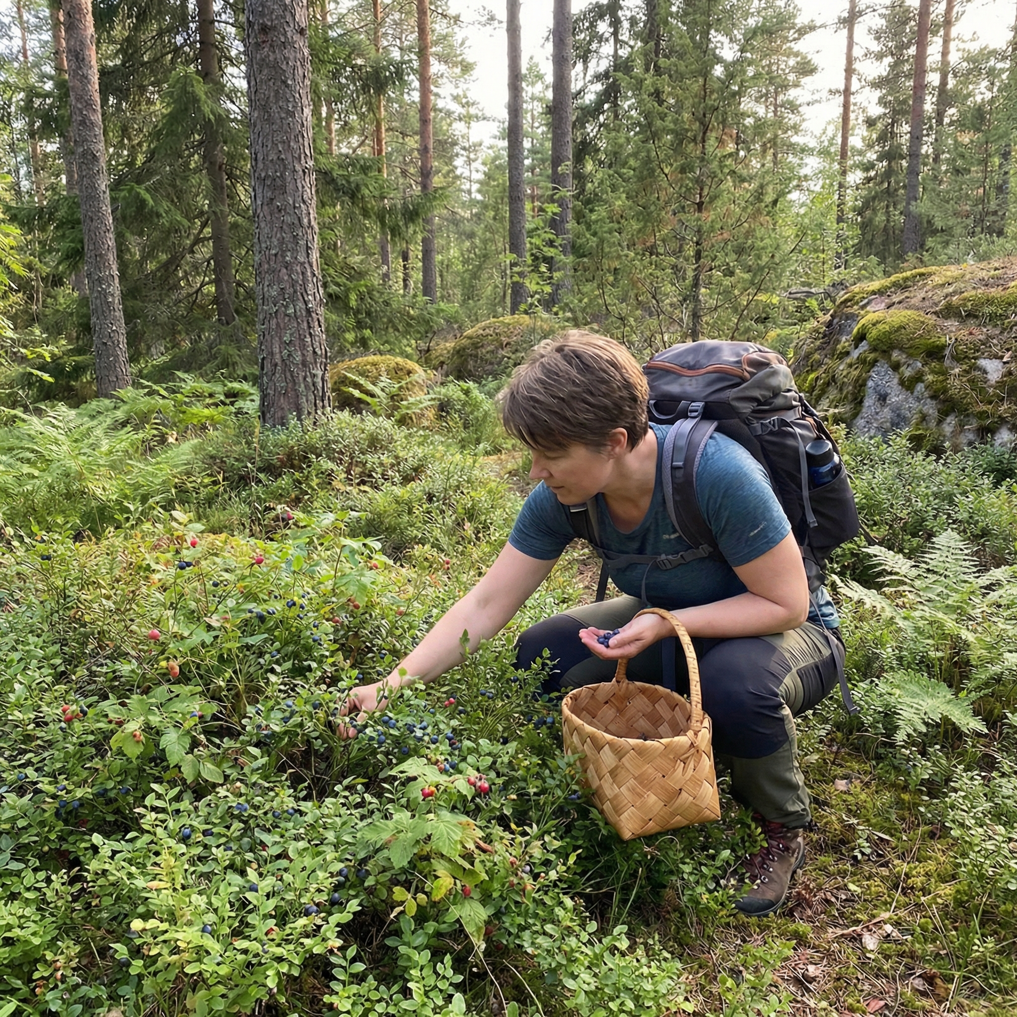 Guided berry foraging tour in Arctic forest