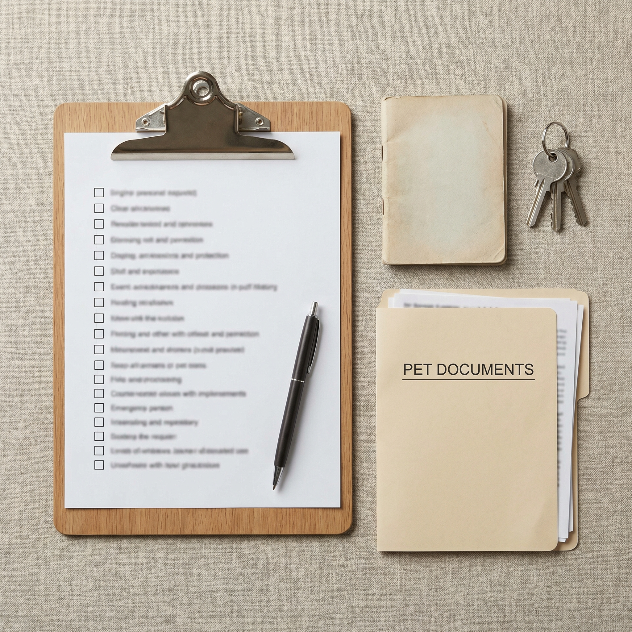 RV border prep checklist flat lay