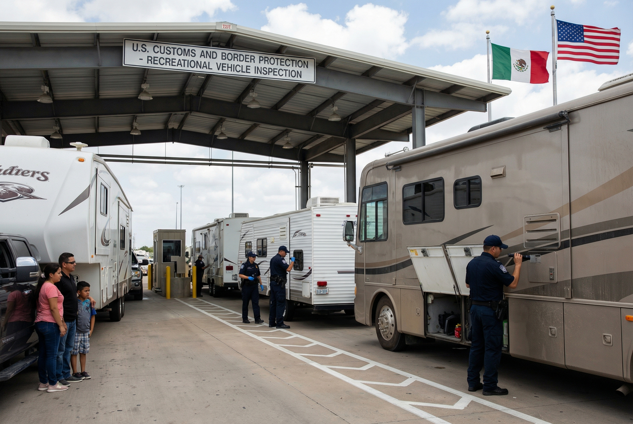 RV border inspection or checkpoint scenario