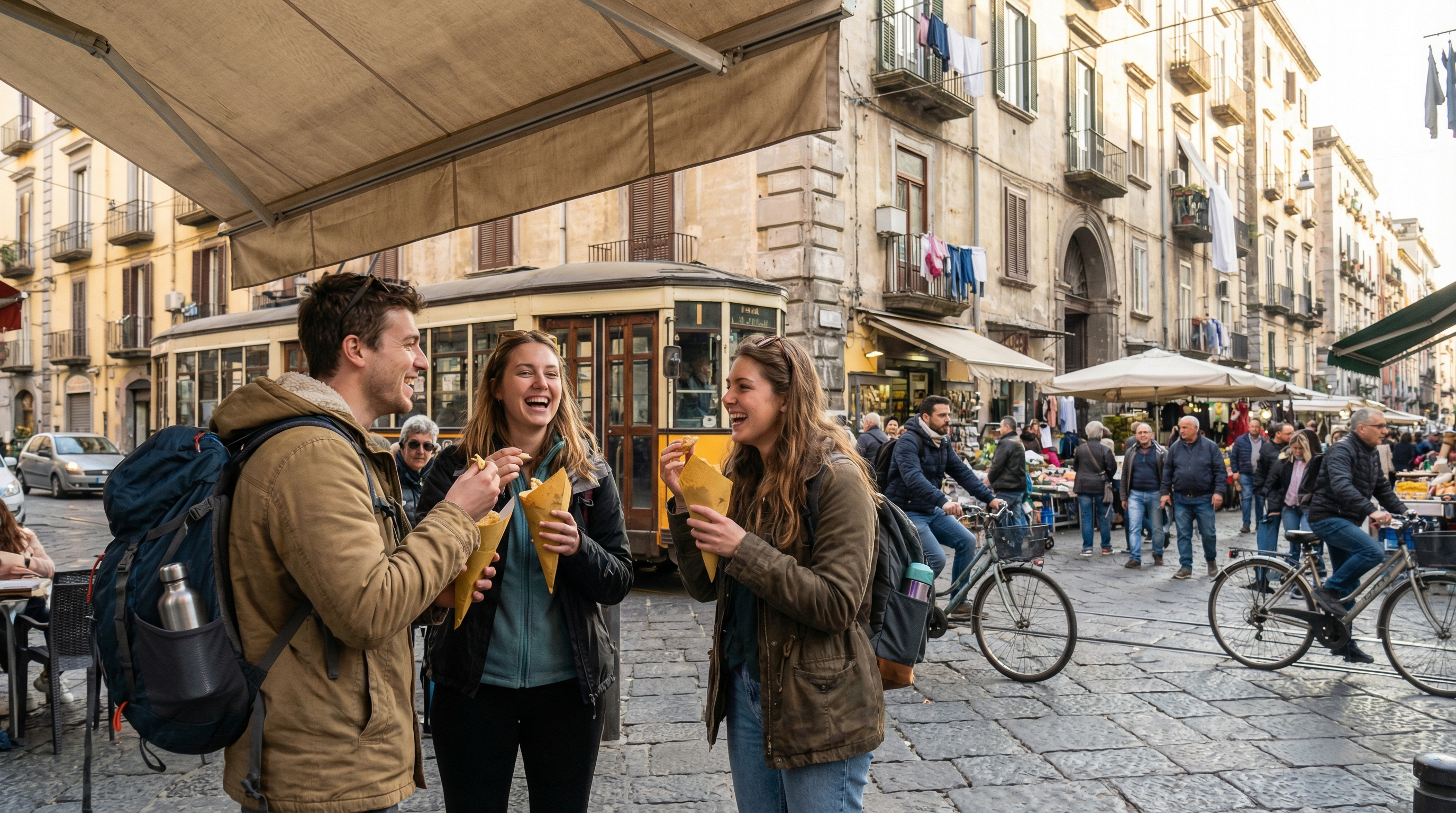 Affordable spring break travel scene with street food, transit, and walkable city vibes