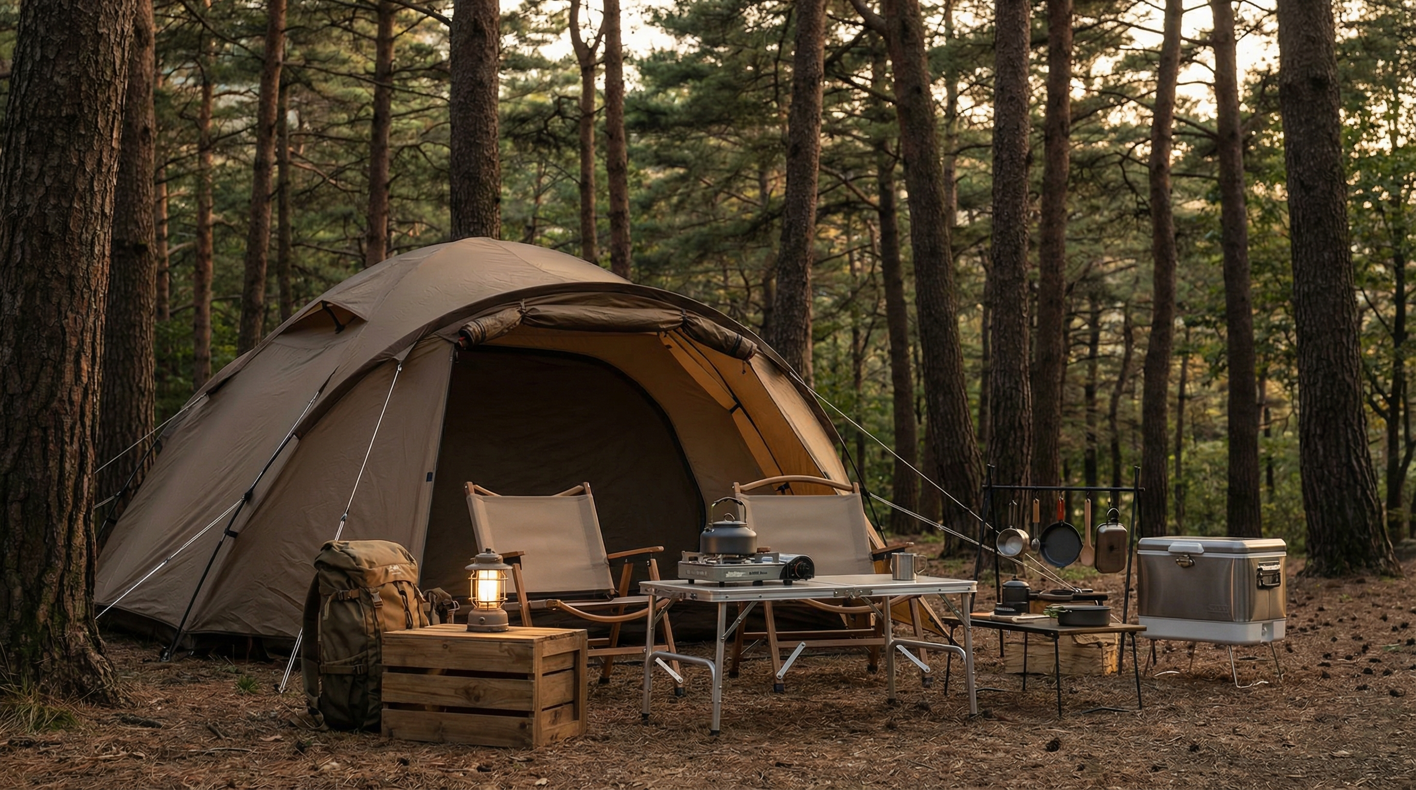 Campsite setup image representing shelter and comfort for camping