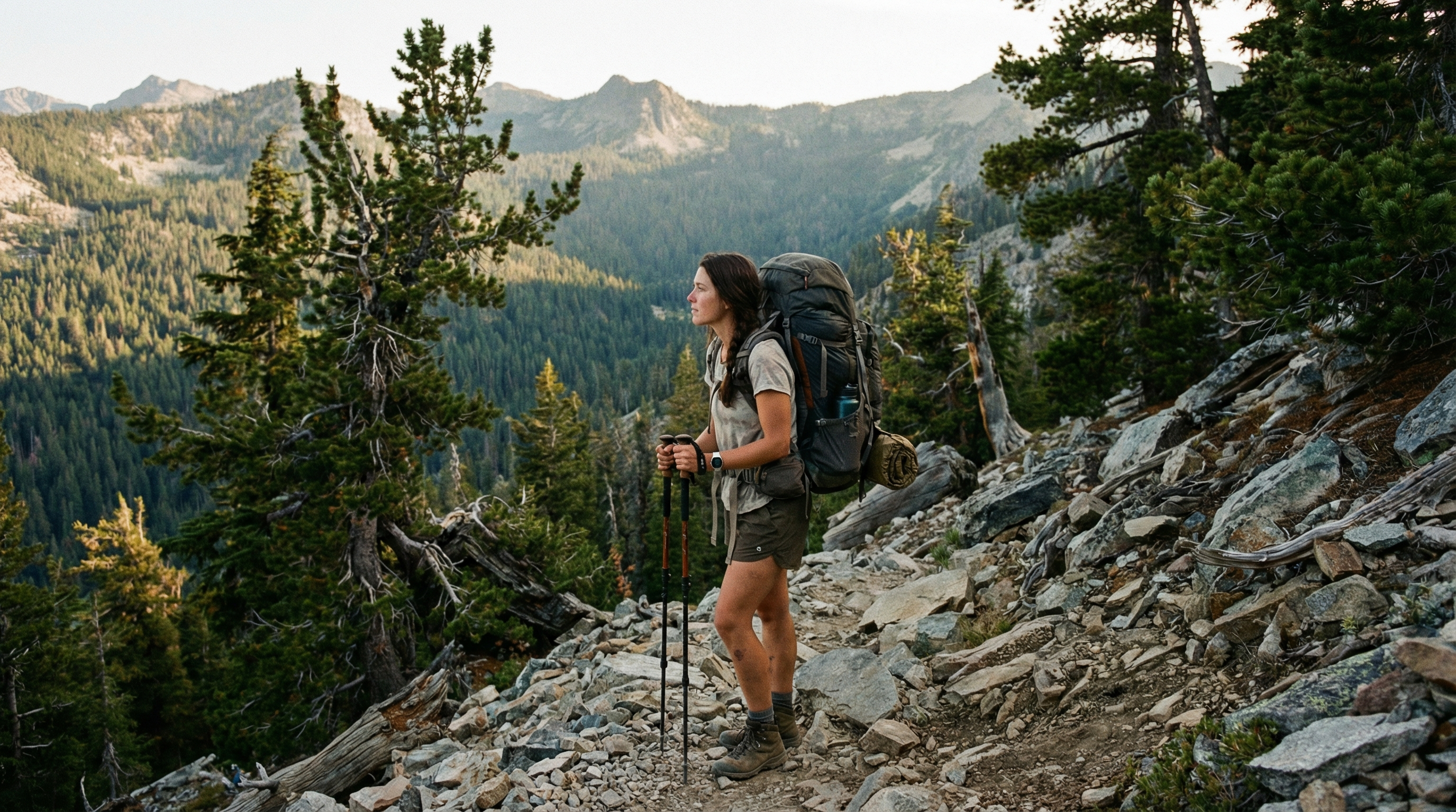 Hiker on a trail representing hiking gear and preparedness