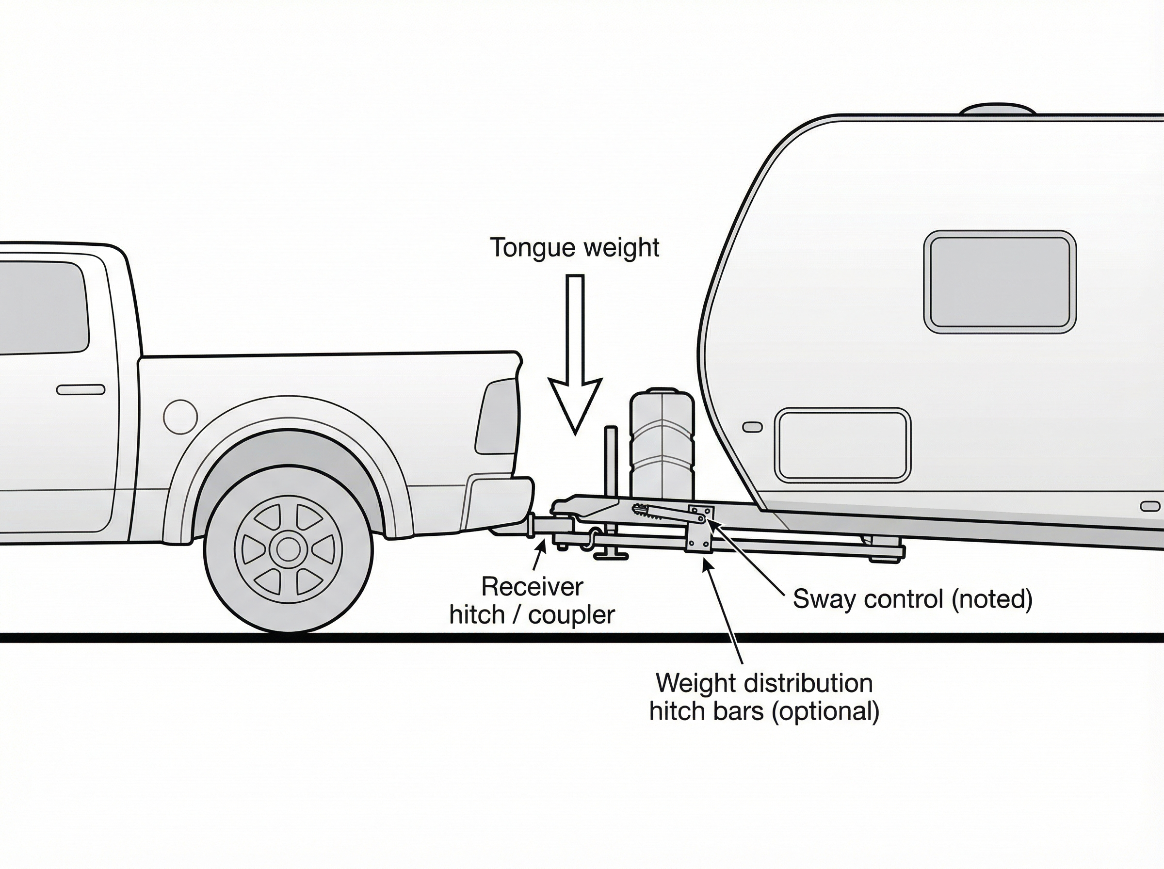 Diagram showing bumper pull hitch and tongue weight