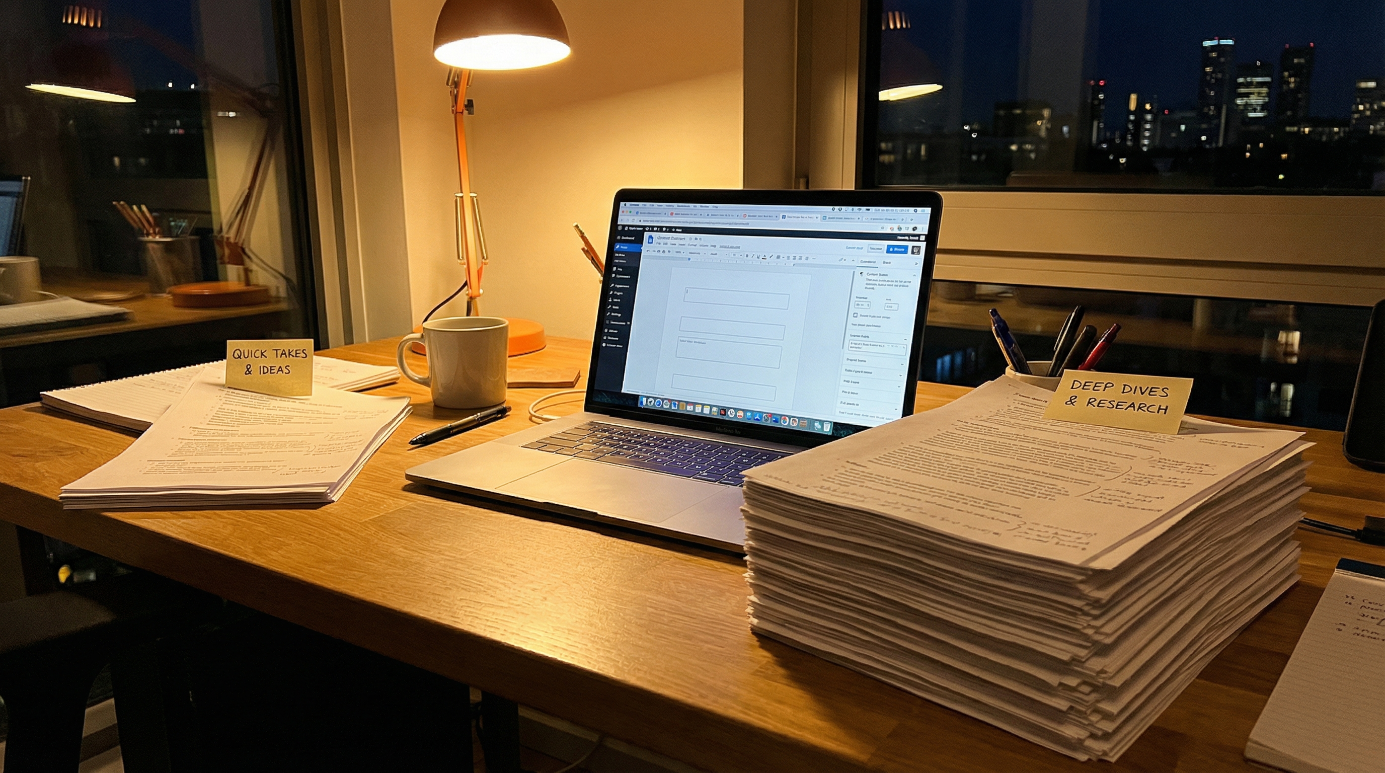 Workspace visual suggesting content creation volume and consistent publishing effort