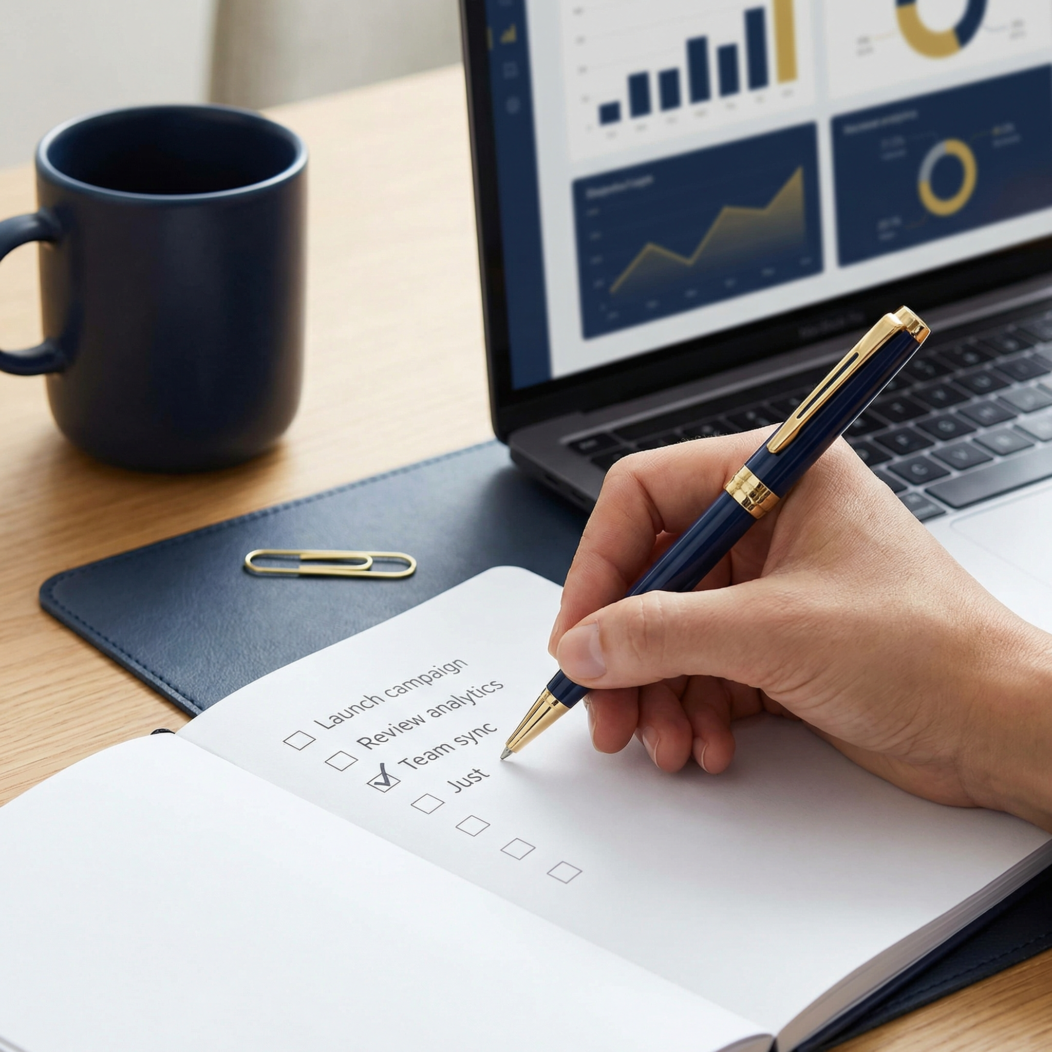 Checklist and analytics workspace representing a performance audit process