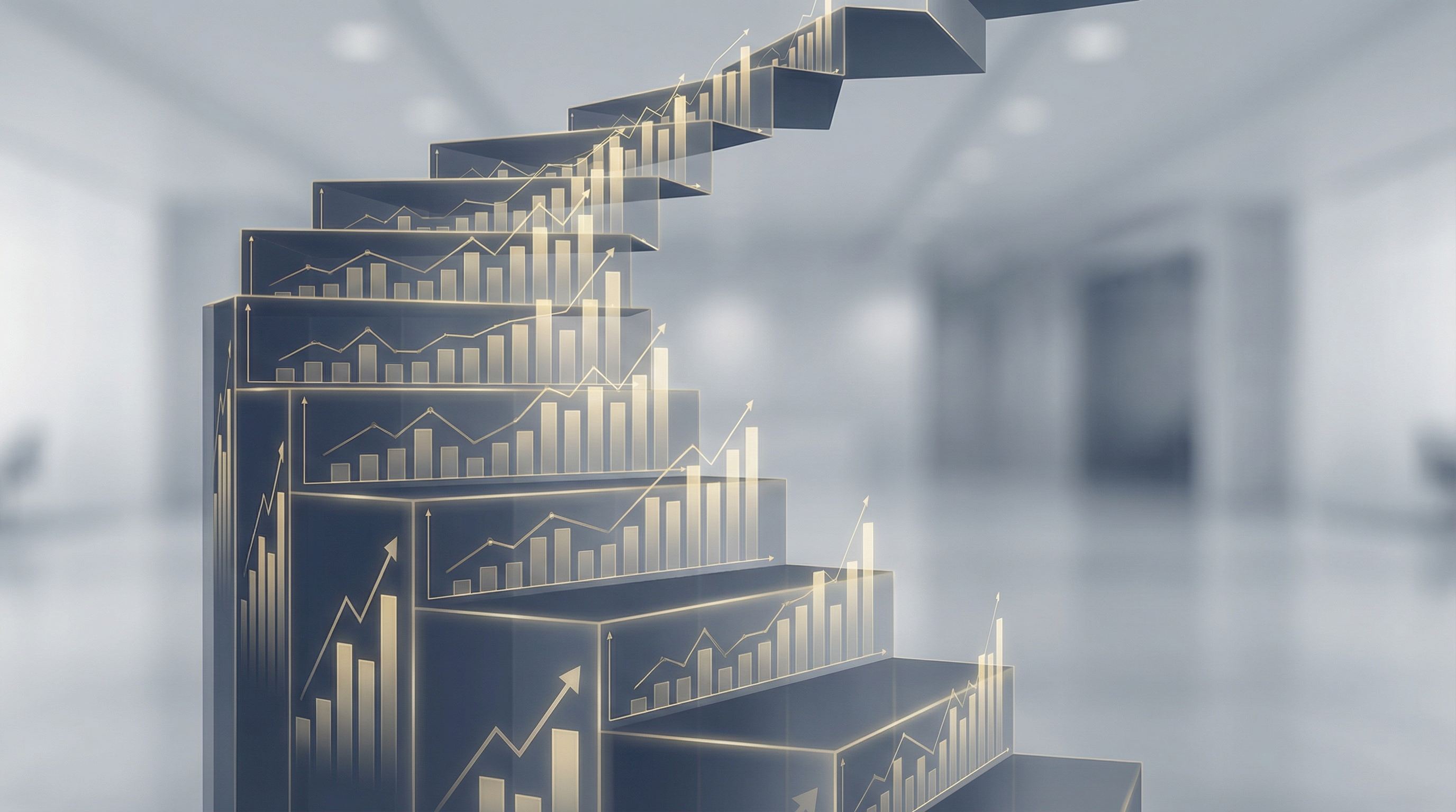 Conceptual visual representing steady compounding growth over time