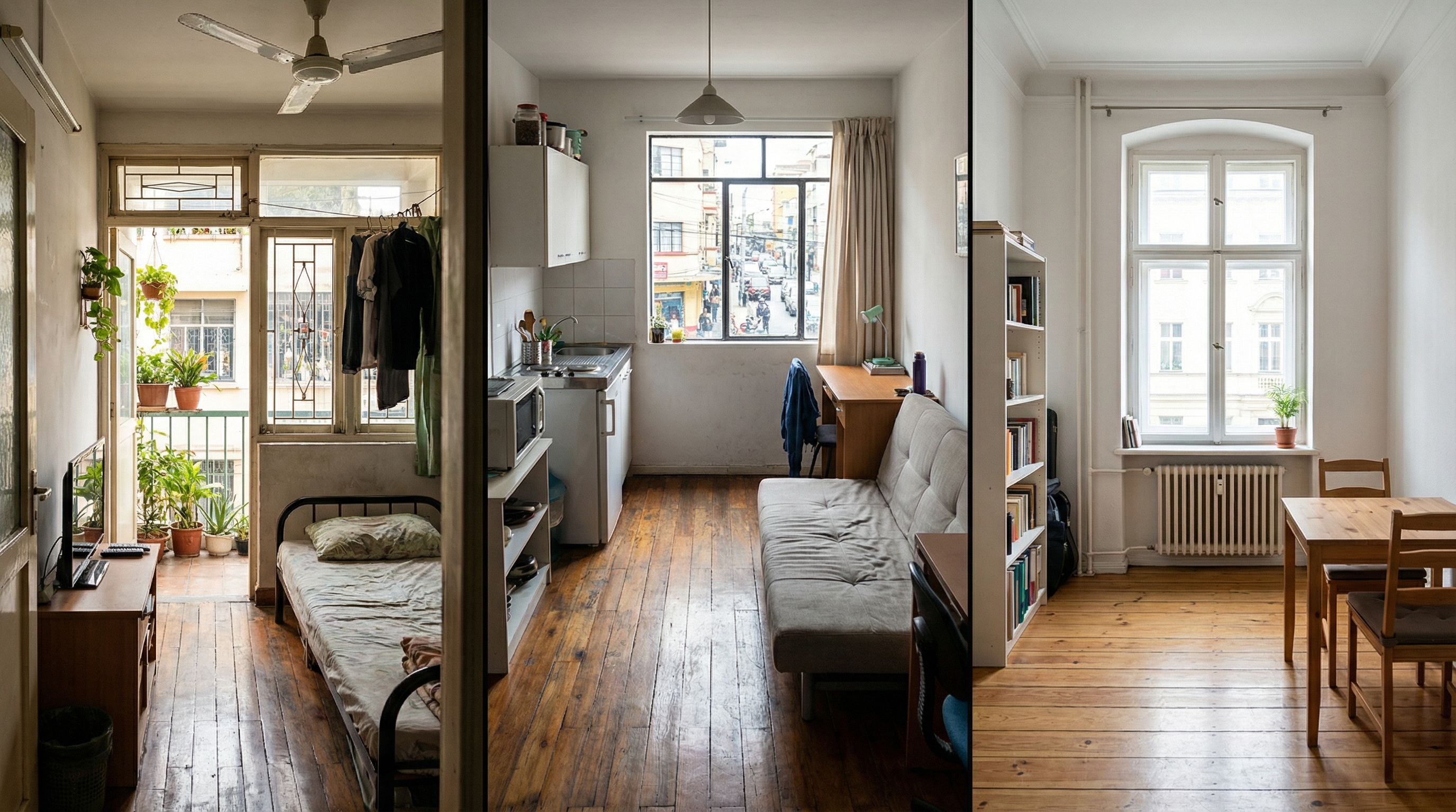 Modest apartments representing different global cost regions